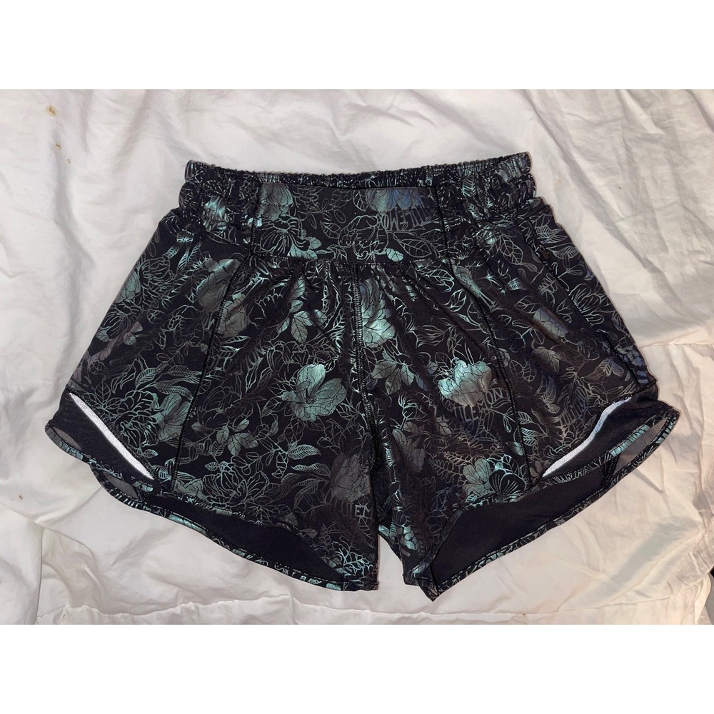 Lululemon hotty hot flourish iridescent black shorts 2